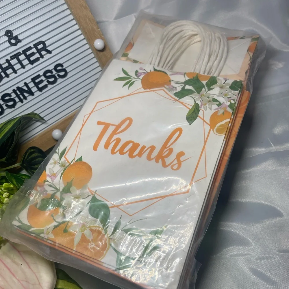 Little Cutie Citrus Orange Party Favor Bags – 18 Pack Thank You Gift Bags Baby